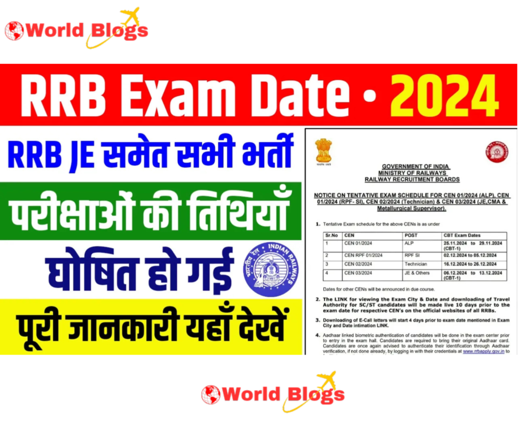 RRB JE Exam Date 2024